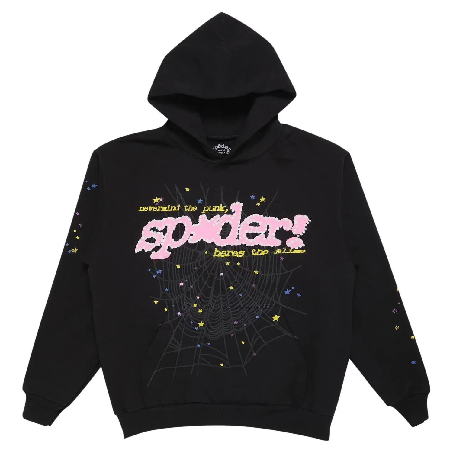 Sp5der-PNK-Hoodie-Black-V2 Spider Pink Logo Hoodie Black