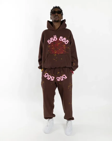 Sp5der Angel Number Tracksuit Brown